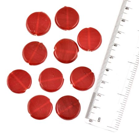 Hand made Maroon Coin Shaped Loose Beads For Making Jewelery (12 in Pack)