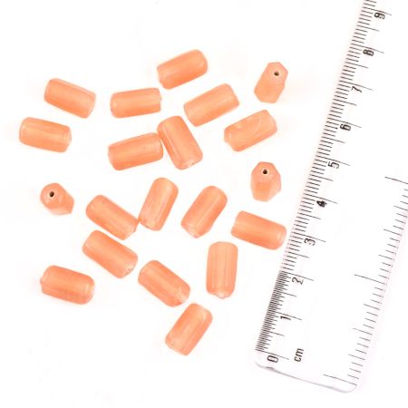 Peach Cylinder Shape Opaque Loose Glass Beads For Making Jewelry (12 in Pack)
