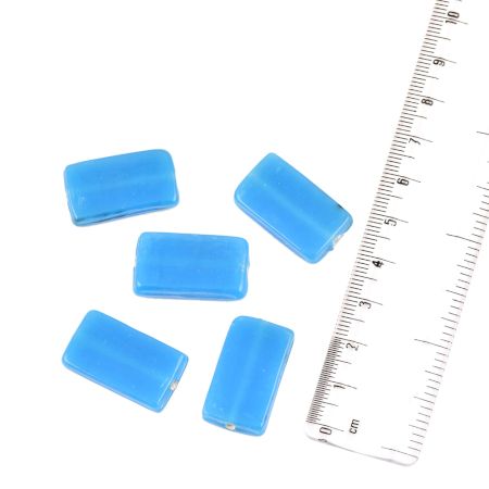 Sky Blue Rectangle Shaped Loose Glass Beads For Making Jewelry (12 in Pack)