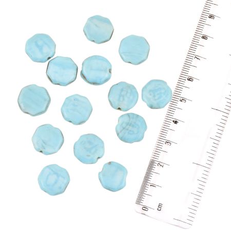 Aquamarine Blue Handmade Loose Glass NuggetÂ Shape Beads For making Jewelery (12 in Pack)
