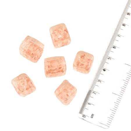 Peach & Clear Sea Loose Glass Beads (Two-Tone)Â For Making Jewelry (12 in Pack)