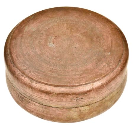 Handmade Antique Golden Round Brass Storage Box