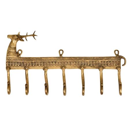 Brass Wild Reindeer Brass Wall Seven Hooks