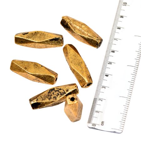 Golden Aluminum Metal Loose Rondella Faceted Rice Grain Shaped Jewelry Beads (4 in Pack)