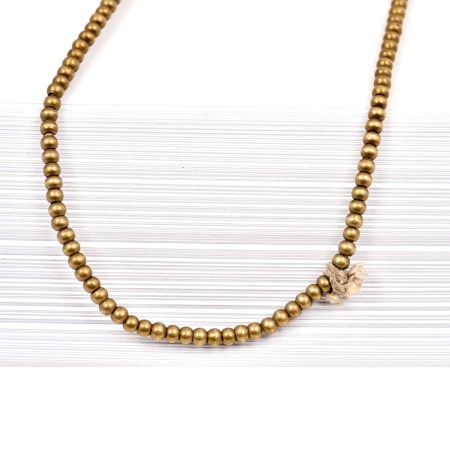 Fashion Jewelry Round Beads Gold Plated Brass Chain for Women And Girls (24 in Pack)