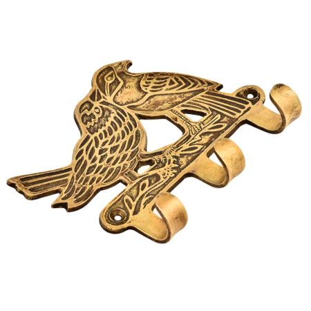 Two Brass Robbins on a Branch Bird with three Hooks
