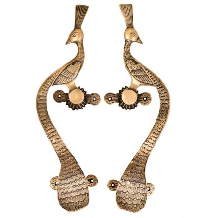 Brass Carved Designer Peacock Main Door Handle