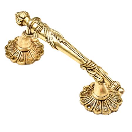Ehnic Carved Brass Flower Base Door Handle For Main Door