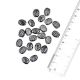 Black Carved Glass Beads Loose Glass Oval Beads For Making Jewelry (12 in Pack)