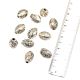 Silver Aluminium Metal Floral Engraved Oval Silver Tone Loose Jewelry Beads (5 in Pack)
