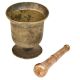 Old Solid Thick Footed Brass Urn Shaped Mortar and Pestle