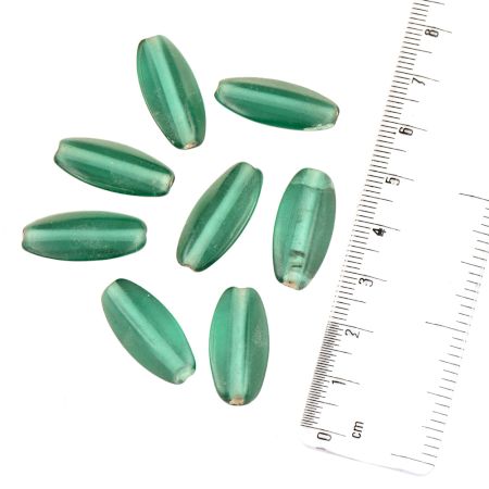 Sea Green Transparent Oval Rice Loose Glass Beads For Making Jewelry (12 in Pack)