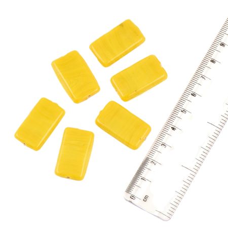 Yellow Rectangle Shaped Loose Glass Beads For Making Jewelry (12 in Pack)