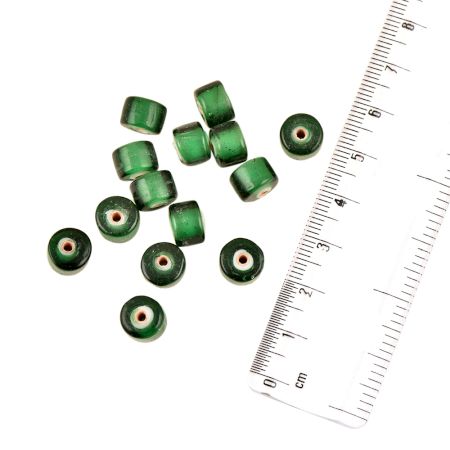 Dark Green Transparent Round Loose Glass Beads For Jewelry Making (12 in Pack)