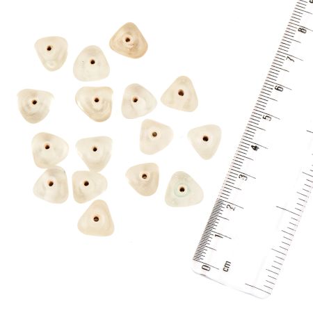 White Triangle Shape Opaque Loose Glass Beads For Making Jewelry (12 in Pack)