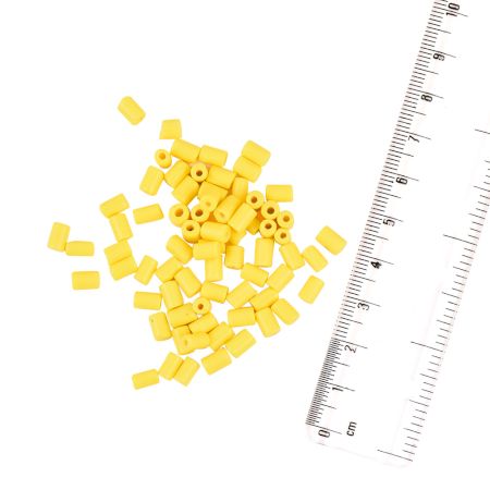 Pastel Yellow Cylinder Shaped Loose Glass Beads Jewelry Making Beads (12 in Pack)