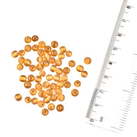 Honey Orange Loose  Glass Round Rondella Beads For Making Jewelry (12 in Pack)