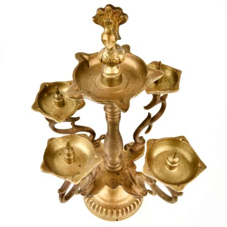 Brass Peacock Figure Oil Decorative Lamp Stand