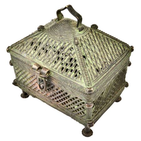 Tribal Jali Hut Brass Jewellery Box