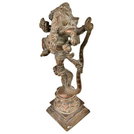 Brass Lord Ganesha Dancing on Sheshnag Home Decoration Statue
