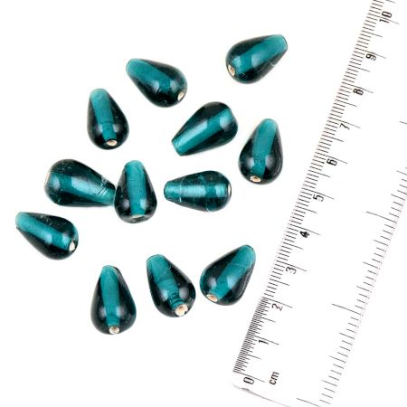 Turquoise Glass Long Convex Cone Loose Jewelry Making Beads (12 in Pack)