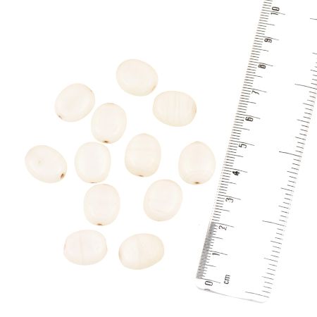 Handmade White Coin Shaped Glass Loose Beads For Jewelry Making (12 in Pack)