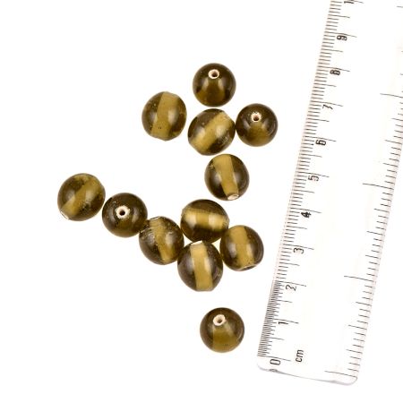 Hunter Green  Round Ball Shaped Hand Made Loose Glass Beads For Making Jewelry (12 in Pack)
