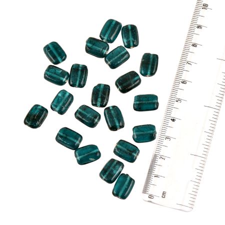 Pine Green Rectangle With Curved Edges Loose Glass Beads For Making Jewelry (12 in Pack)