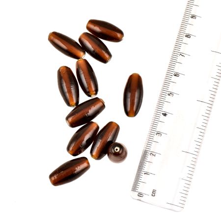 Brown  Big Rice Grain Oval Shaped Loose Glass Wholesale  Jewelry Beads (12 in Pack)