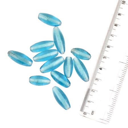 Light Blue  Big Rice Grain Oval Shaped Loose Glass Wholesale  Jewelry Beads (12 in Pack)