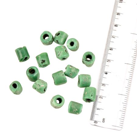 Mint Green Big Hole Cylinder Shaped Glass Jewelry Making Loose Beads (12 in Pack)