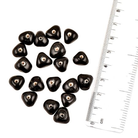 Black Hand painted Triangle Barrel Shaped Loose Glass Jewelry Making Beads (12 in Pack)