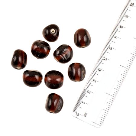 Cinnamon Brown Barrel Shape Handmade Loose Glass Jewelry Making Beads (12 in Pack)
