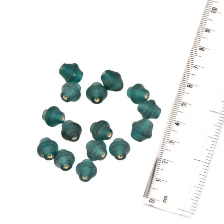 HandmadeÂ Pine Green Glass Short Bicone BeadsÂ Jewelry Making Beads (12 in Pack)
