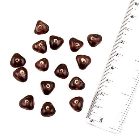 Wine Red Triangle Barrel Shape Handmade Glass Jewelry Making Beads (12 in Pack)
