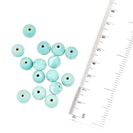 Light Blue Hand painted Round Ball Shape Glass Seeds For Jewelry Making (12 in Pack)