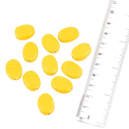 Yellow Coin Shape Big Oval Shape Loose Glass Beads For Making Jewelry (12 in Pack)
