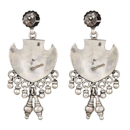 92.5 Sterling Silver Earrings Peacock Embellished Pretty Hanging  Ghungroos Silver Earrings Online