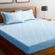 Blue Small Floral 104 TC Cotton 1 Queen Bedsheet with 2 Pillow Covers