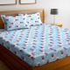 Blue Geometric 104 TC Cotton 1 Queen Bedsheet with 2 Pillow Covers