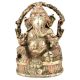 Handmade Siddhi Ganesha Brass Statue Highlighted With Orange Color