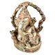 Handmade Siddhi Ganesha Brass Statue Highlighted With Orange Color