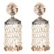 92.5 Sterling Silver Pearl Tassel Jhumkas Earrings With Engraved Floral Stud