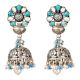 92.5 Sterling Silver Earrings Online Jhumkies With Pearls And Turquoise Color Beads