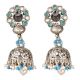 92.5 Sterling Silver Earrings Online Jhumkies With Pearls And Turquoise Color Beads