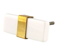 Milky White Resin And Brass Flat Cabinet Knob