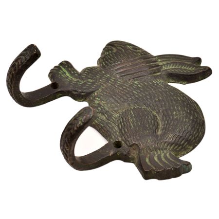 Brass Bunny Rabbit Textured 2 Wall Hook With Patina