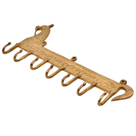 Engraved 7 Pegs Brass Horse Hooks