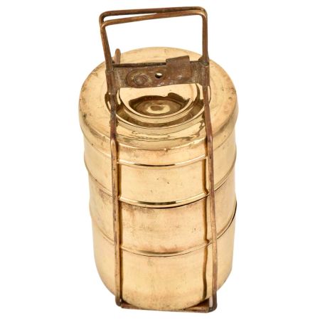 Brass Indian Three Tier Tiffin Box