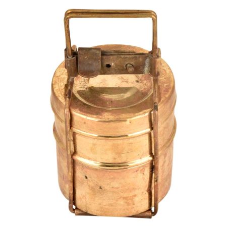 Solid Brass Two Tiered Tiffin BoxÂ With Lock System